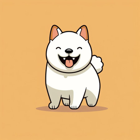 this adorable akita, illustrated in a minimalist doodle style reminiscent of a comic strip, showcases its playful personality with a mischievous grin, raised eyebrow, and tilted head, as if plotting a prank, while its sparkling eyes and peeking tongue add to its irresistible charm, set against a clean white isolated background. ai generatedの素材