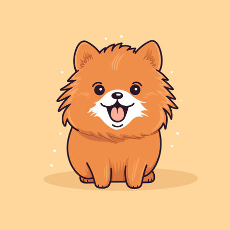 this adorable pomeranian, illustrated in a minimalist doodle style reminiscent of a comic strip, flaunts a mischievous grin and raised eyebrow, exuding playful energy and mischief, its sparkling eyes and peeking tongue adding to its irresistible charm, set against a clean white background. ai generatedの素材