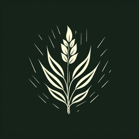 the agricultural plant illustration showcases a stylized, linear, and minimalistic design, perfect for modern agricultural branding, farm-to-table marketing, and eco-friendly product packaging, featuring a simple yet striking visual representation of crops, farming, and sustainable living. ai generatedの素材
