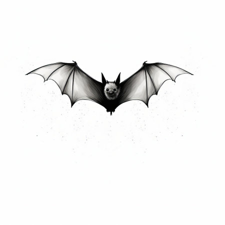 a bat, turned sideways, gazes upwards with an endearing expression, as if asking for food, set against a clean white background, showcasing a stunning example of minimalistic vector art, with a striking white and black color scheme, creating a visually appealing contrast. ai generatedの素材