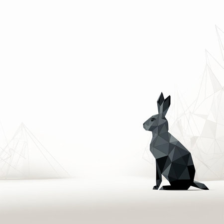 a rabbit, turned sideways, looks up with pleading eyes, asking for food, set against a clean white background, showcasing a beautiful contrast with its black outline, in a stunning example of minimalistic vector art, perfect for designs requiring a 1:1 aspect ratio. ai generatedの素材
