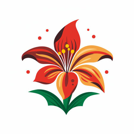 the tiger lily icon for hispanic heritage month is designed in a solid color, pixel-perfect style. isolated on a white background, this minimalistic symbol features bold colors that capture the essence of hispanic culture. ai generatedの素材
