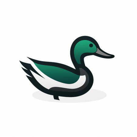 the mallard duck icon, set against a pristine white background, boasts a simplistic and minimalistic design in 2d, perfect for nature enthusiasts, wildlife lovers, and designers seeking a clean and modern aesthetic for their projects, evoking feelings of serenity and calmness. ai generatedの素材