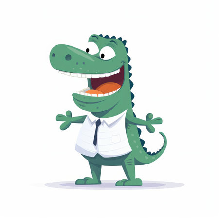 the adorable crocodile emoji, depicted in a minimalist style, stands out against a pristine white background, showcasing its cute facial expression and tiny limbs, perfect for adding a playful touch to digital communications, social media posts, and online content related to wildlife, animals, and emoticons. ai generatedの素材