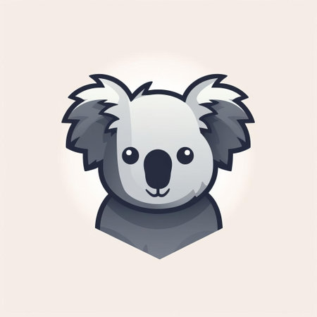 the koala, with its adorable facial expression, gazes downward in this minimalist 2d vector icon logo, perfect for australian wildlife enthusiasts, conservationists, and designers seeking a cute and simple emblem for their projects, evoking feelings of calmness and serenity in a modern digital design. ai generatedの素材
