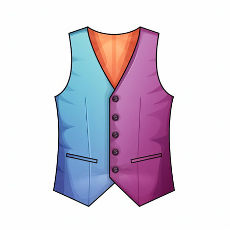 the waistcoat design graphic, featuring a minimalist and simple aesthetic, showcases a vibrant and colorful vector illustration with a contour outline, perfectly isolated on a pristine white background, ideal for fashion, clothing, and accessory-related designs and projects. ai generatedの素材