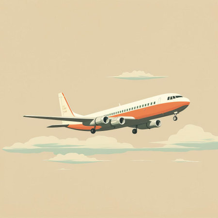 airplane with cream background, inspired by annibale carracci, featuring clean and simple designs. this cinquecento-style artwork by alessandro gottardo showcases colorized elements in light white and light orange. perfect for ad posters. ai generatedの素材
