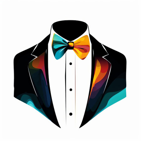 this stylish tuxedo design graphic features a minimalist and simple approach, boasting a vibrant and colorful aesthetic, crafted as a precise vector contour, isolated on a pristine white background, perfect for fashion, luxury, and elegance-themed designs and projects. ai generatedの素材