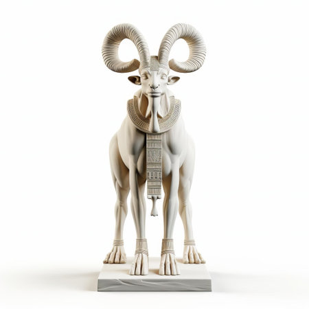 rameses ii, the ancient egyptian pharaoh, stands majestically in a stunning 3d rendering, showcasing his powerful physique in intricate detail, set against a pristine white isolated background, perfect for history buffs, archaeology enthusiasts, and fans of ancient civilizations. ai generatedの素材