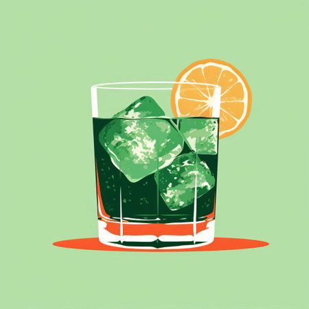 the sprite cocktail, a timeless 1950s classic, is beautifully showcased in this vibrant graphic poster, featuring a nostalgic design reminiscent of the era, with a simple yet elegant composition, blending four bold colors to evoke a retro vibe, perfect for any vintage-inspired decor or cocktail enthusiast. ai generatedの素材