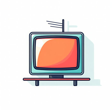 the tv icon, depicted in a striking silhouette with a bold black outline and stroke, embodies simplicity and elegance in its flat style illustration, set against a pristine white background, showcasing a beautiful monochrome color scheme in this 2d design. ai generatedの素材