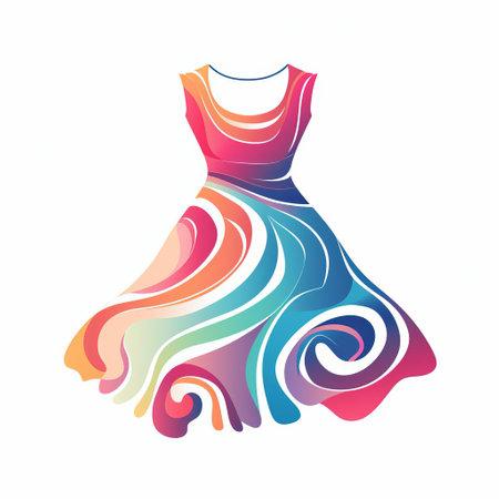 this frock design features a graphic, minimalist, and colorful style. the vector illustration showcases a simple contour design, isolated on a white background. perfect for those seeking a modern and stylish look. ai generatedの素材