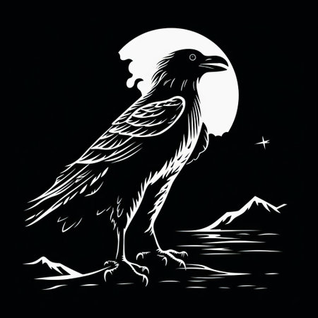 "seagull transformed into a werewolf silhouette, perfect for wood block printing. this easy-to-carve stencil features clean, cartoonish shapes and low detail, making it ideal for those new to the art form. the line art and negative space create a striking image on a black background, perfect for stencil art and linocut techniques.", ai generatedの素材