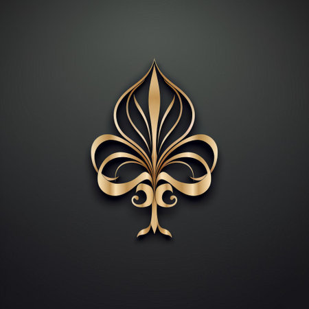 the golden ace of spades symbol shines against a sleek black background, showcasing its exquisite craftsmanship. inspired by flourishing botanicals and the streamlined design of les nabis, this logo features sculpted forms and a stylized aesthetic. ai generatedの素材