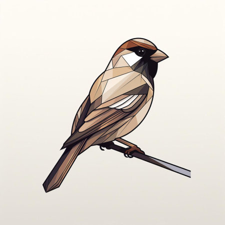 the house sparrow, a small yet vibrant bird species, is beautifully illustrated in a minimalist, contemporary style using bold black contour lines on a pristine white background, creating a stunning 2d flat line art piece that showcases the bird's delicate features and intricate details, perfect for nature enthusiasts and art lovers alike. ai generatedの素材