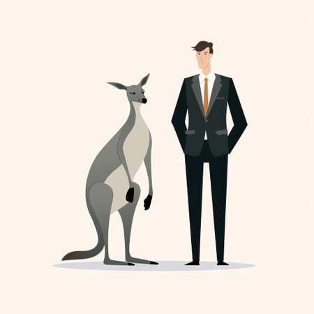 this kangaroo, set against a pristine white background, is an exquisite illustration reminiscent of the whimsical styles of edward gorey and oliver jeffers, boasting a minimalist yet intricate vector design that has captured the attention of art enthusiasts, trending on popular platforms like artstation and dribbble. ai generatedの素材