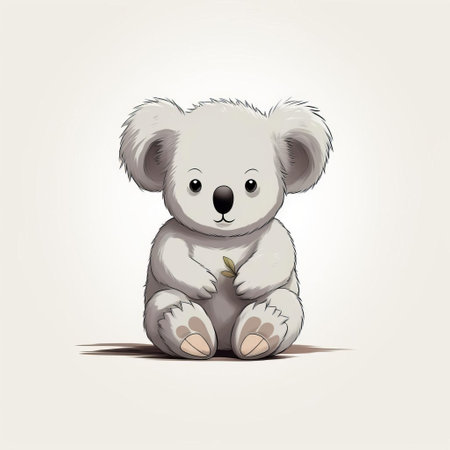 this koala, set against a pristine white background, is a stunning illustration reminiscent of the iconic styles of edward gorey and oliver jeffers, boasting a mesmerizing blend of minimalist elegance and intricate vector details, making it a true masterpiece that's trending on popular platforms like artstation and dribbble. ai generatedの素材