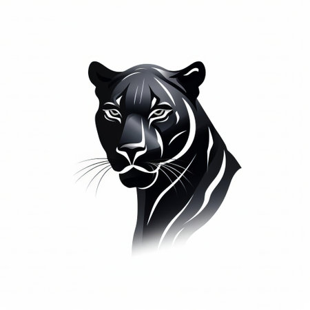 the panther icon, exuding power and sophistication, boasts refined lines and precise details, showcasing strength and determination, set against a crisp white background, perfect for logos, branding, and digital designs, evoking a sense of luxury, elegance, and modern style. ai generatedの素材