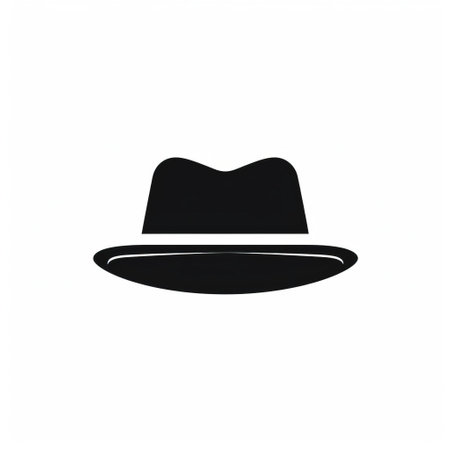 this hat icon, featuring a simple and minimalistic design, showcases an outlined hats item in monochrome black on a clean white background, perfect for use in fashion, clothing, and accessory-related digital projects, websites, and applications, requiring a stylish and modern flat design aesthetic. ai generatedの素材