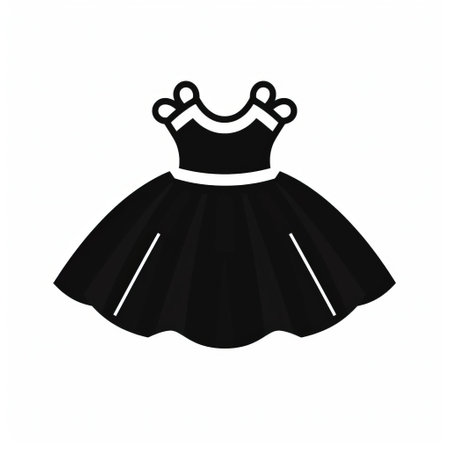 the tutu icon, a delicate and elegant design element, is showcased in a simple, minimalistic, and flat style, outlined in monochrome black on a clean white background, perfect for ballet, dance, and performance-themed projects, ideal for digital designs, websites, and mobile apps. ai generatedの素材