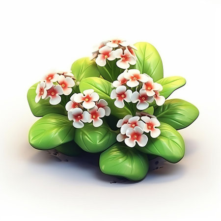 sweet alyssum is beautifully showcased in this stunning 3d icon, crafted with clay material and featuring a smooth and shiny texture, reminiscent of nintendo's iconic isometric style, illuminated by a spotlight, boasting the best details in high definition and high-resolution quality, isolated on a crisp white background. ai generatedの素材