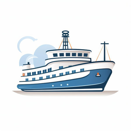 the ferry svg, a meticulously designed digital illustration, is available as a clipart for instant download, featuring a crisp white background, perfect for crafty projects with cricut and silhouette cutting machines, ideal for nautical-themed diy decorations and accessories. ai generatedの素材