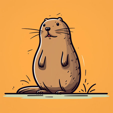 this adorable beaver, illustrated in a minimalist doodle style reminiscent of a simple comic strip, showcases its full body, highlighting its quirky and playful personality, perfect for nature lovers, cartoon enthusiasts, and fans of whimsical wildlife art, featuring beaver characteristics, animal illustrations, and comic-inspired designs. ai generatedの素材