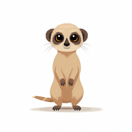 the meerkat emoji, standing upright on its hind legs, showcases its adorable minimalist design against a pristine white background, perfect for digital communication, social media, and online messaging, adding a touch of playfulness and whimsy to any conversation or post. ai generatedの素材