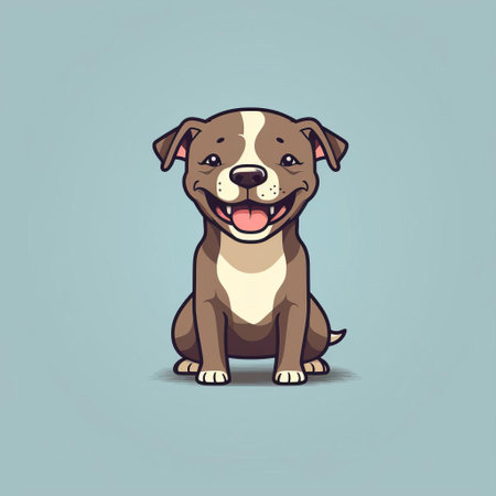 this staffordshire bull terrier, illustrated in a minimalist doodle style, exudes playful charm with its mischievous grin, raised eyebrow, and tilted head, as if plotting a prank, showcasing its adorable personality with sparkling eyes and a peeking tongue, set against a clean white isolated background. ai generatedの素材
