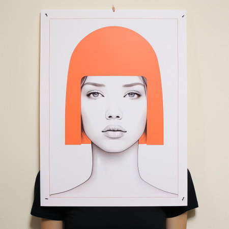 the woman's portrait, rendered in a minimalist style, takes center stage in this striking screenprint illustration, featuring a bold and vibrant risograph print that showcases her serene facial expression and delicate features, perfect for art enthusiasts and fans of contemporary illustration. ai generatedの素材