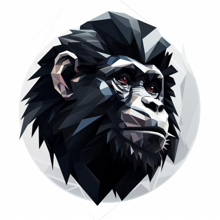 the baboon icon, exuding confidence and poise, boasts refined lines and precise details, showcasing its strength and determination, set against a pristine white background, making it a striking visual representation of power and sophistication, perfect for logos, branding, and digital designs. ai generatedの素材