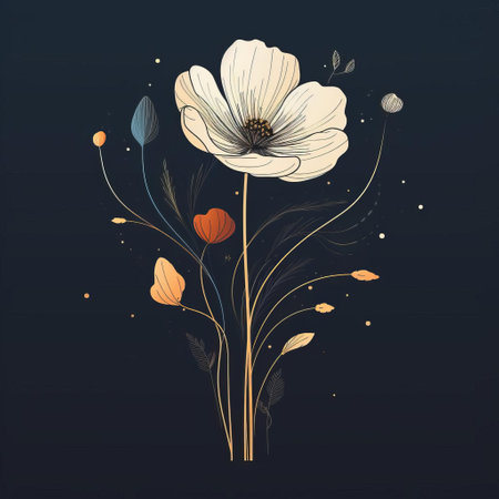 the elegant flower of the hour blooms in this stunning vector graphic, showcasing a delicate, linear, and minimalistic design that exudes simplicity and sophistication, perfect for modern designs, illustrations, and digital art, evoking feelings of serenity and beauty. ai generatedの素材