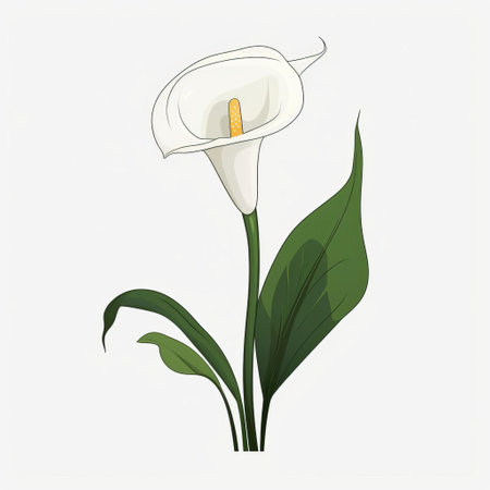 the calla lily, a elegant and sophisticated flower, is beautifully showcased in this stunning silhouette vector illustration, set against a crisp white background, perfect for minimalistic designs, logos, and icons, ideal for use in digital projects, websites, and print materials, requiring a simple yet striking symbol. ai generatedの素材