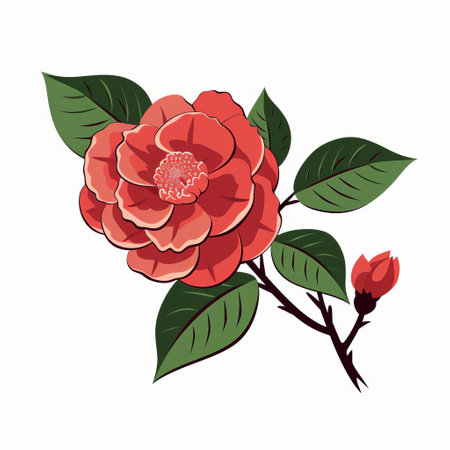 the camellia, a stunning flower symbol, is beautifully showcased in this silhouette vector illustration on a clean white background, perfect for minimalistic designs, logos, and clipart, available in png and svg formats for instant download. ai generatedの素材