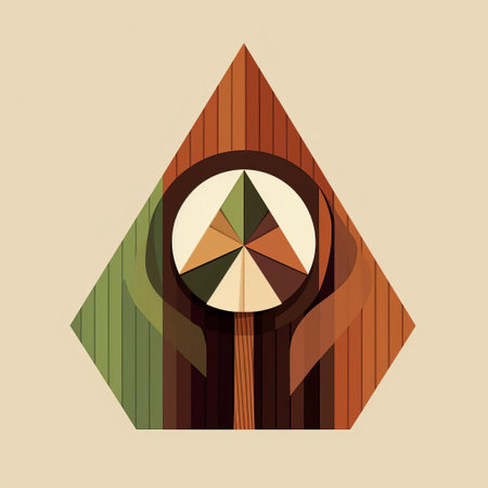 the mahogany, a luxurious and versatile hardwood, is beautifully depicted in this geometrically-simplified, flat-color vector illustration, showcasing its distinctive grain pattern and rich, reddish-brown color, perfect for woodworking, furniture design, and interior decoration projects. ai generatedの素材