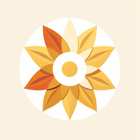 the logo, featuring a striking gold hue, exudes vibrancy and jubilation, reminiscent of a sunflower's bright disposition, evoking feelings of bliss and serenity through its minimalistic, simple forms, while its symmetrical design creates an engaging and boisterous visual experience. ai generatedの素材