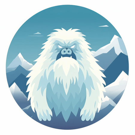 the yeti icon, set against a crisp white background, showcases a stunning minimalist design, perfect for modern branding and digital applications, featuring a stylized representation of the mythical himalayan creature, ideal for logos, icons, and graphics requiring a touch of mystique and adventure. ai generatedの素材
