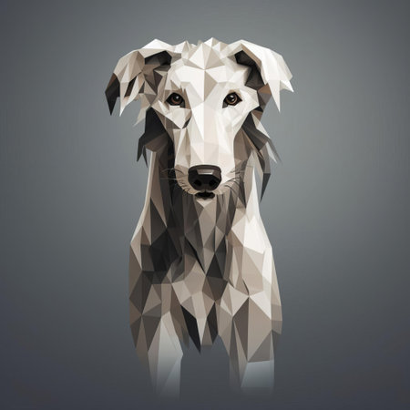the scottish deerhound, a majestic and ancient breed, is beautifully captured in 3d style against a pristine white background, showcasing its sleek grey coat, athletic build, and gentle expression, perfect for dog lovers and enthusiasts of this noble breed. ai generatedの素材