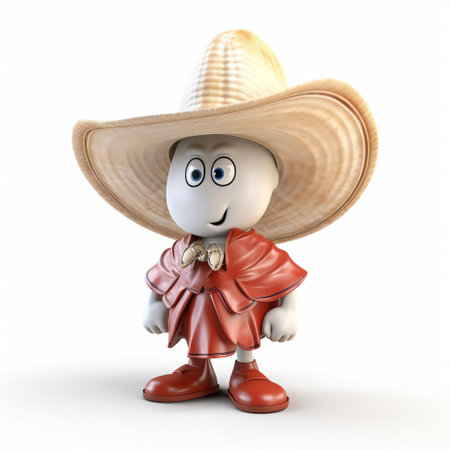 a 3d clam, dressed in a cowboy hat and boots, stands confidently on a white isolated background, showcasing its unique and humorous western-inspired attire, perfect for adding a touch of whimsy to any digital design or animation project, blending fantasy and humor. ai generatedの素材