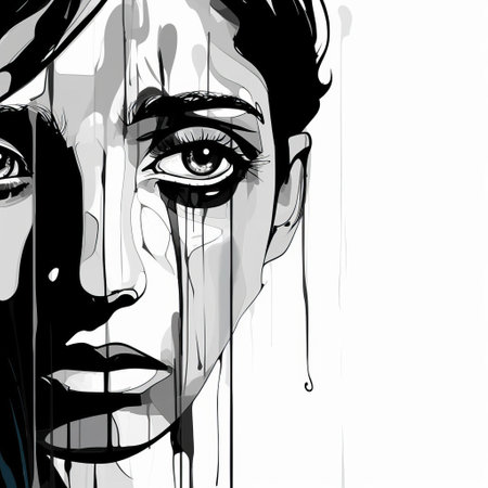 the cinematographer's poignant black and white composition features a solitary, expressive line drawing that evokes a sense of melancholy, capturing the essence of triste in a minimalist yet powerful visual narrative, perfect for film noir enthusiasts and fans of monochromatic art. ai generatedの素材