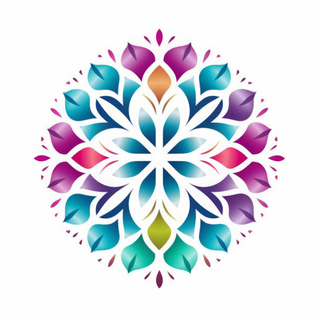 the mandala, an intricate icon of a pattern, stands out against a clean and minimalistic white background, showcasing its delicate details and symmetrical design, perfect for those who appreciate the beauty of spiritual and cultural symbols in a modern and simplistic setting. ai generatedの素材