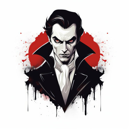 the vampire, a mysterious and eerie creature, is showcased in a stunning design on a pristine white background, exuding an aura of darkness and mystique, perfect for fans of gothic art, horror fiction, and supernatural mythology, evoking feelings of eeriness and fascination. ai generatedの素材