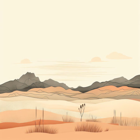 this serene landscape drawing showcases a minimalist approach, featuring clean lines and soft pastel shades that evoke a sense of calmness, perfect for nature lovers and fans of simple yet elegant art, highlighting the beauty of subtle colors and delicate illustrations in modern art and design. ai generatedの素材