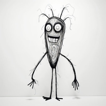 the monster, illustrated in a continuous line art style, stands proudly against a pristine white background, showcasing its fearsome features and intimidating posture, perfect for fans of mythical creatures and fantasy art enthusiasts. ai generatedの素材