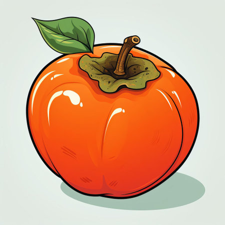the persimmon, a vibrant orange fruit, is beautifully illustrated in a simple marker drawing, presented as a flat 2d vector on a clean white background, perfect for use as an svg cut file or line art drawing, ideal for designers and crafters seeking a stylized fruit design. ai generatedの素材