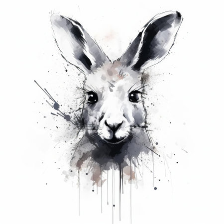 this kangaroo illustration, crafted in a sleek svg style, pops against a pristine white background, showcasing clean lines and soft curves in a striking black and white color scheme, perfect for modern designs and wildlife enthusiasts alike. ai generatedの素材