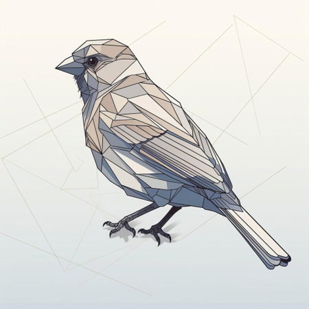 the house sparrow, a small yet vibrant bird species, is beautifully illustrated in a minimalist, contemporary style using bold black contour lines on a crisp white background, creating a stunning 2d flat line art piece perfect for modern home decor, bird enthusiast gifts, or nature-inspired wall art. ai generatedの素材