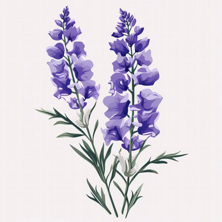 delphinium, a stunning perennial flower, is beautifully represented in this silhouette vector illustration, set against a clean white background, perfect for minimalistic designs, clipart, and digital art, ideal for botanical and floral themed projects, available in png and svg formats. ai generatedの素材
