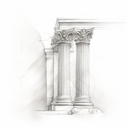 the abstract neoclassicism artwork features intricate random pencil doodle lines and textures on a solid white background, evoking a sense of modern elegance and sophistication, blending traditional neoclassical elements with contemporary artistic expression, perfect for modern interior design and art enthusiasts. ai generatedの素材