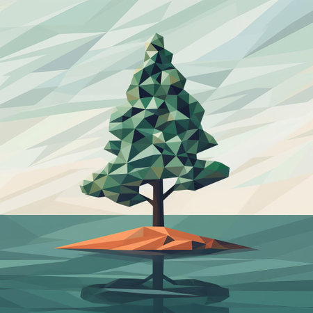 the cypress tree stands tall in this geometrically-simplified, flat-color vector illustration, showcasing its iconic evergreen foliage and slender silhouette, perfect for nature-inspired designs, botanical art, and minimalist graphics, evoking feelings of serenity and tranquility in digital art and modern design. ai generatedの素材